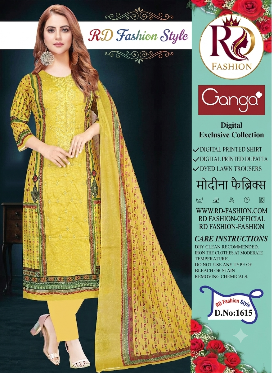 Premium Pure Cotton Full Body Work 3 Piece – Mustard Yellow